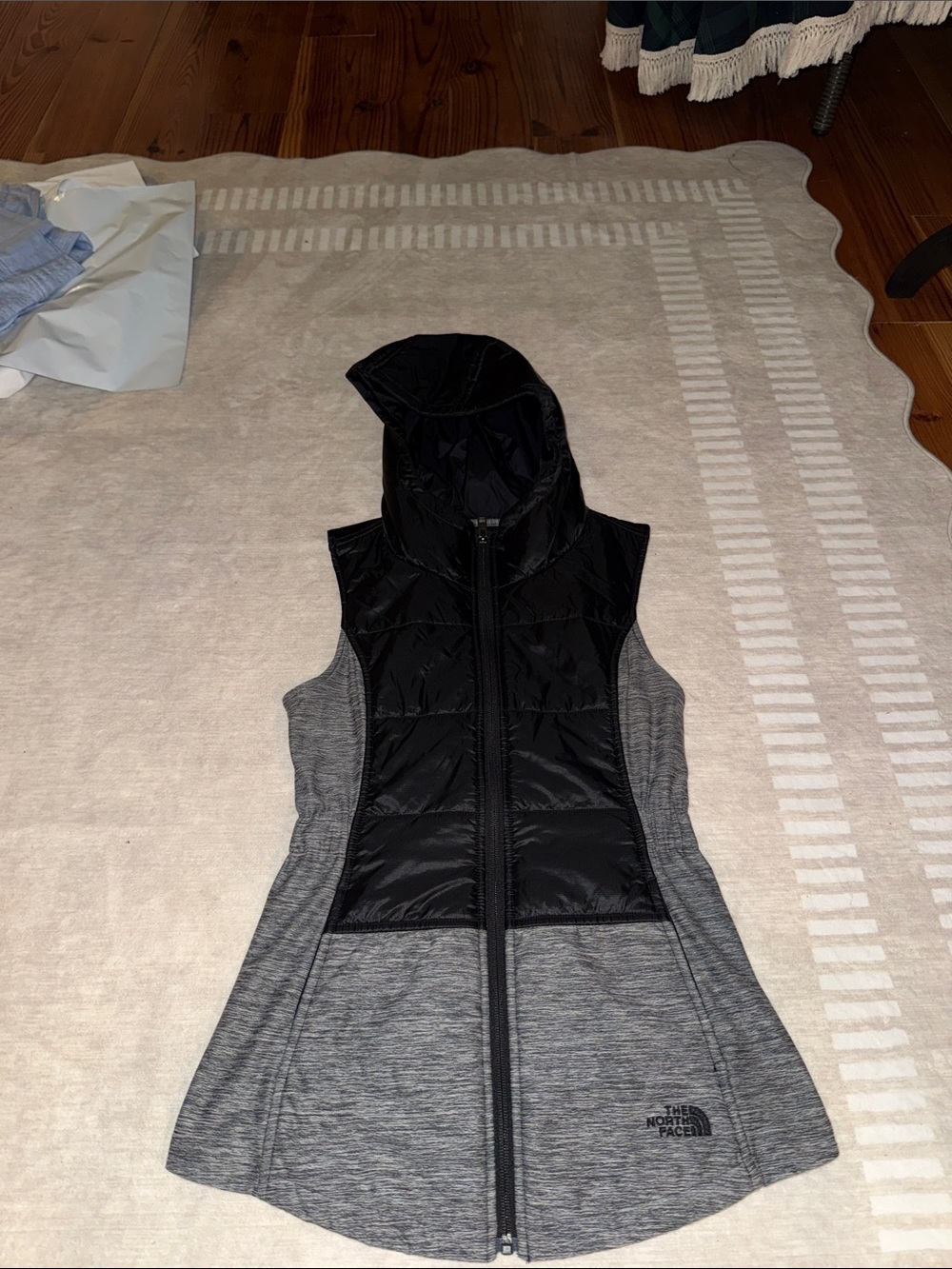 The North Face Women's Black & Gray Hooded Hybrid Vest
